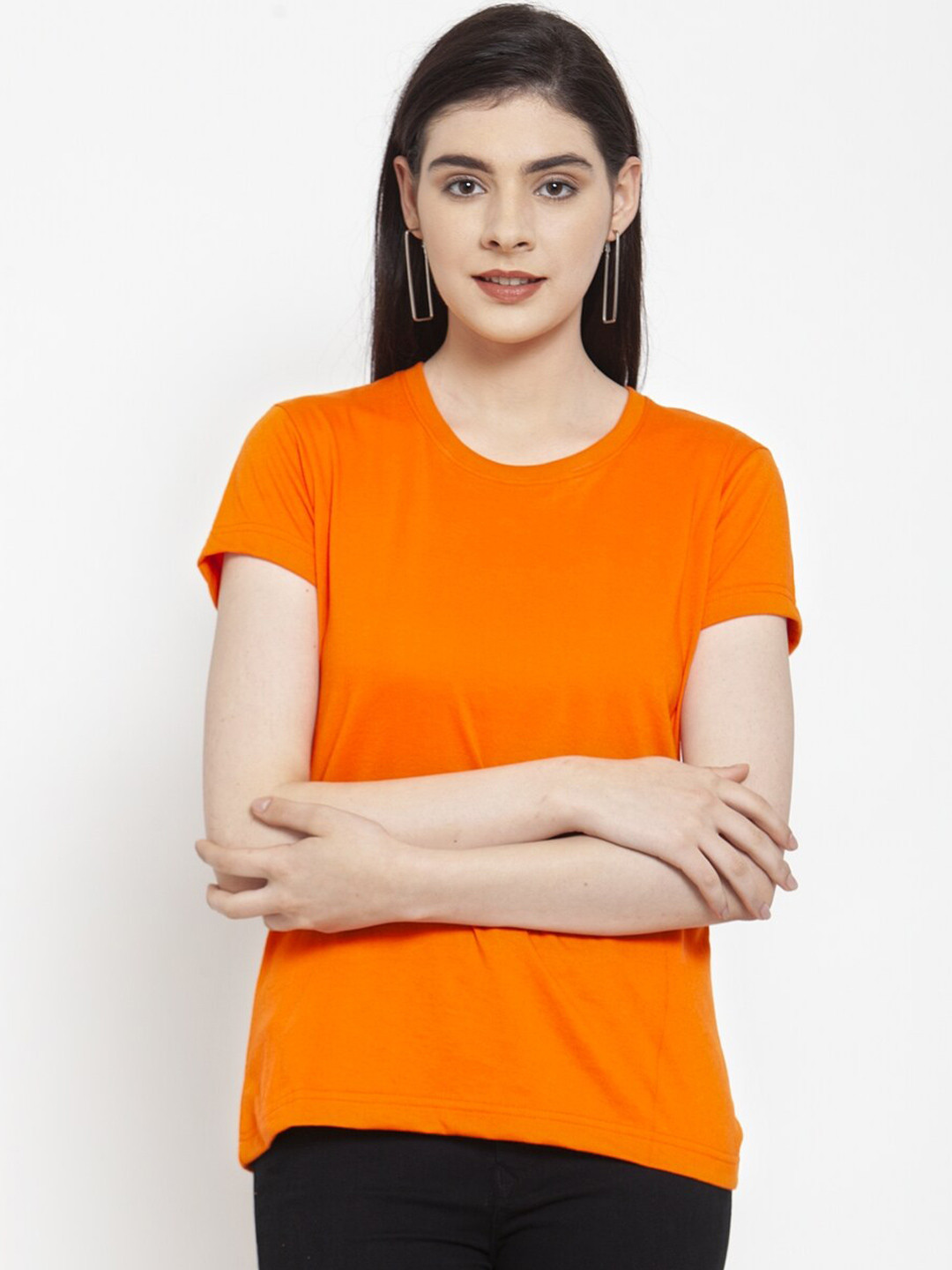 Friskers Women Orange & heat wave T-shirt