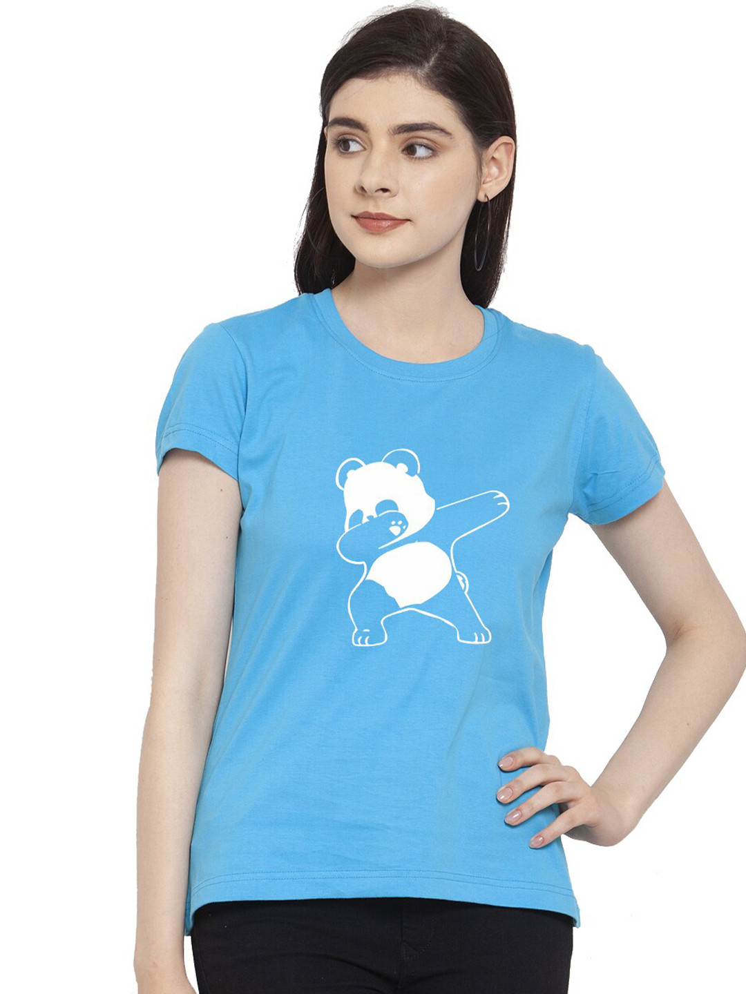 Friskers Women Turquoise Blue & sand dollar Printed Applique T-shirt