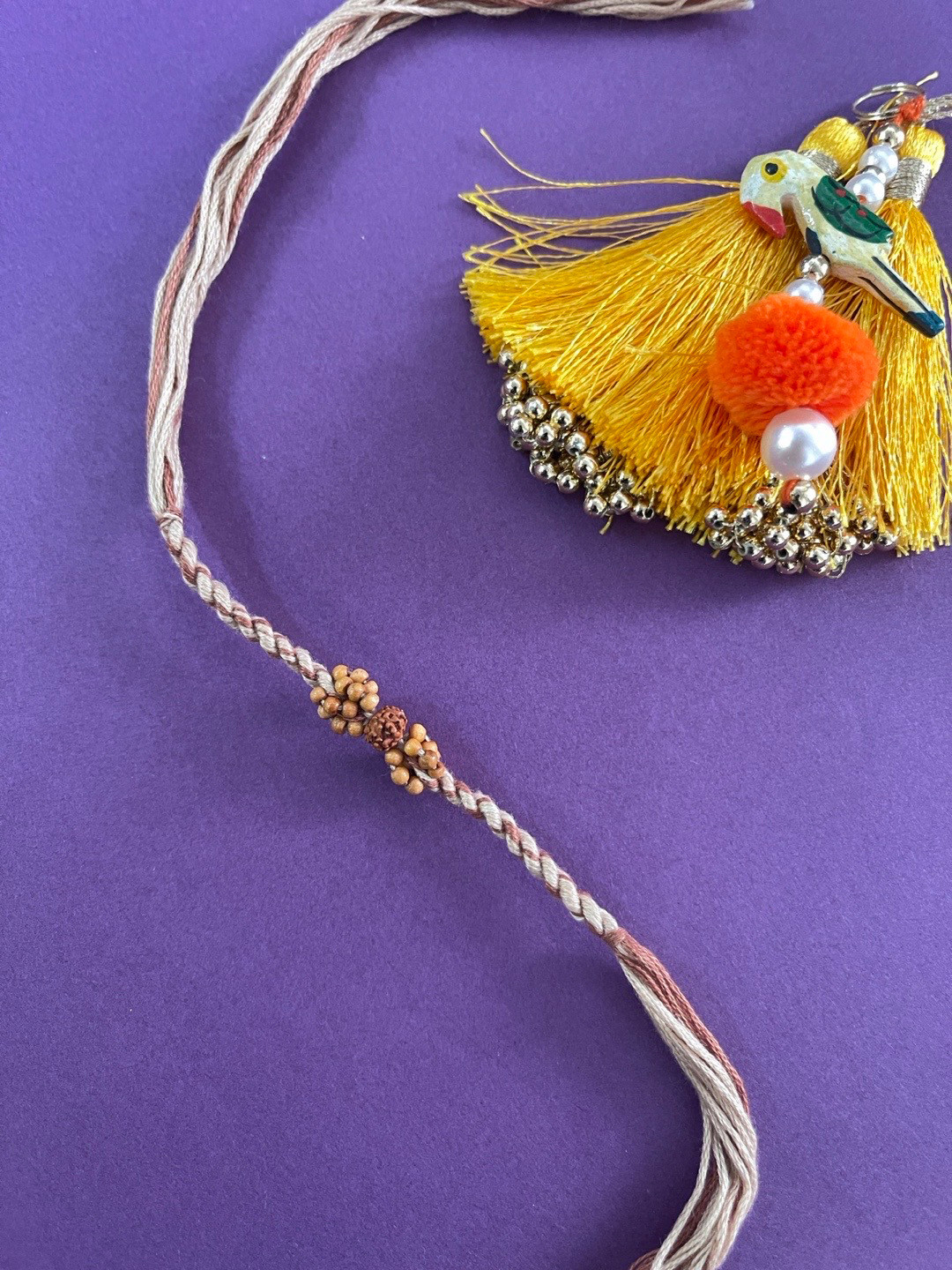 Digital Dress Room Multicolored Rudraksha Rakhi With Beads