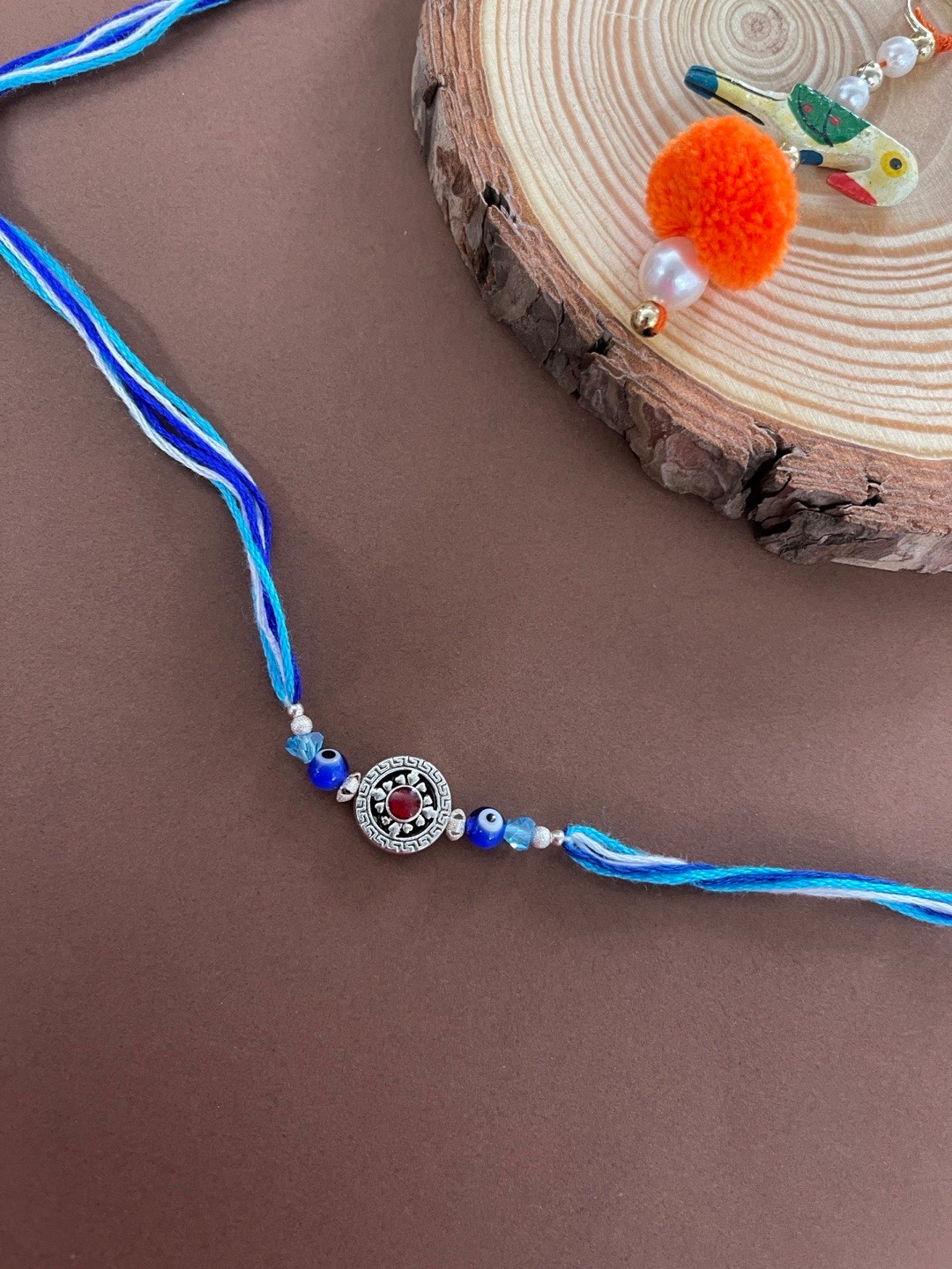 Digital Dress Room Men Blue & Red Beaded Rakhi