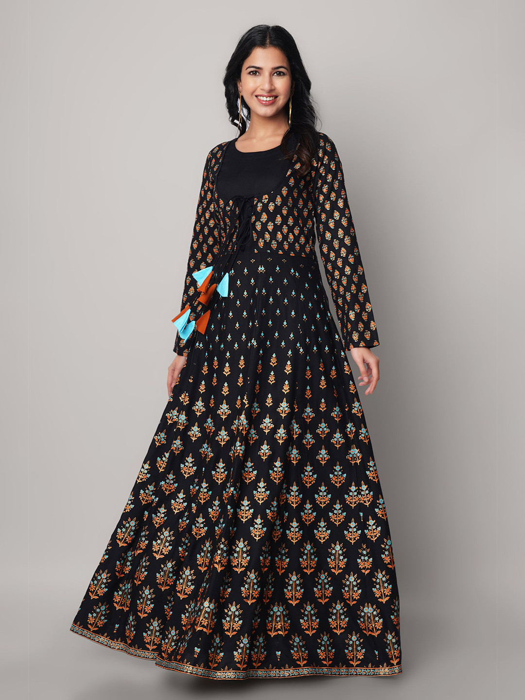 God Bless Black Floral Maxi Dress