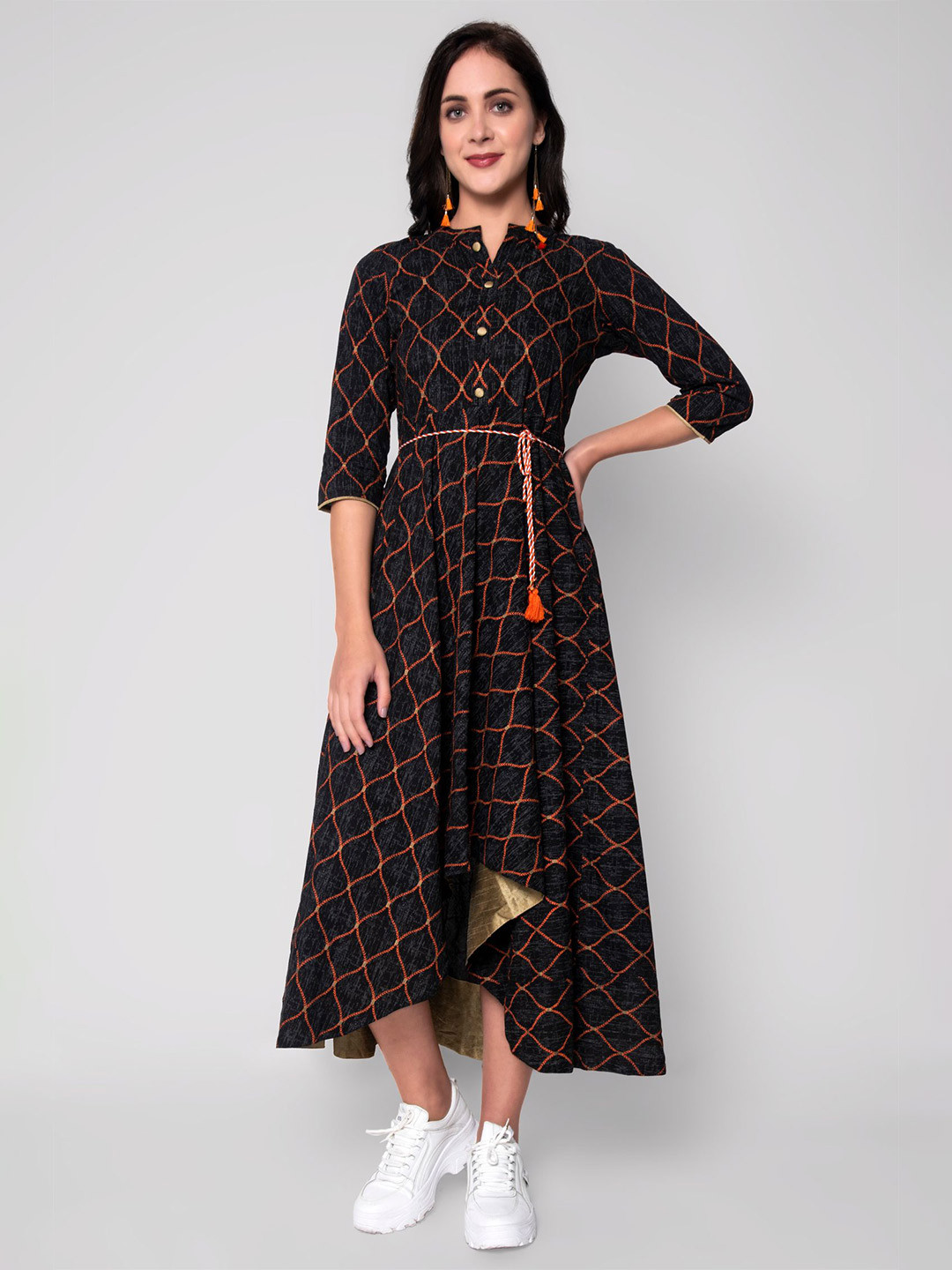 God Bless Black & french middle red purple Midi Dress