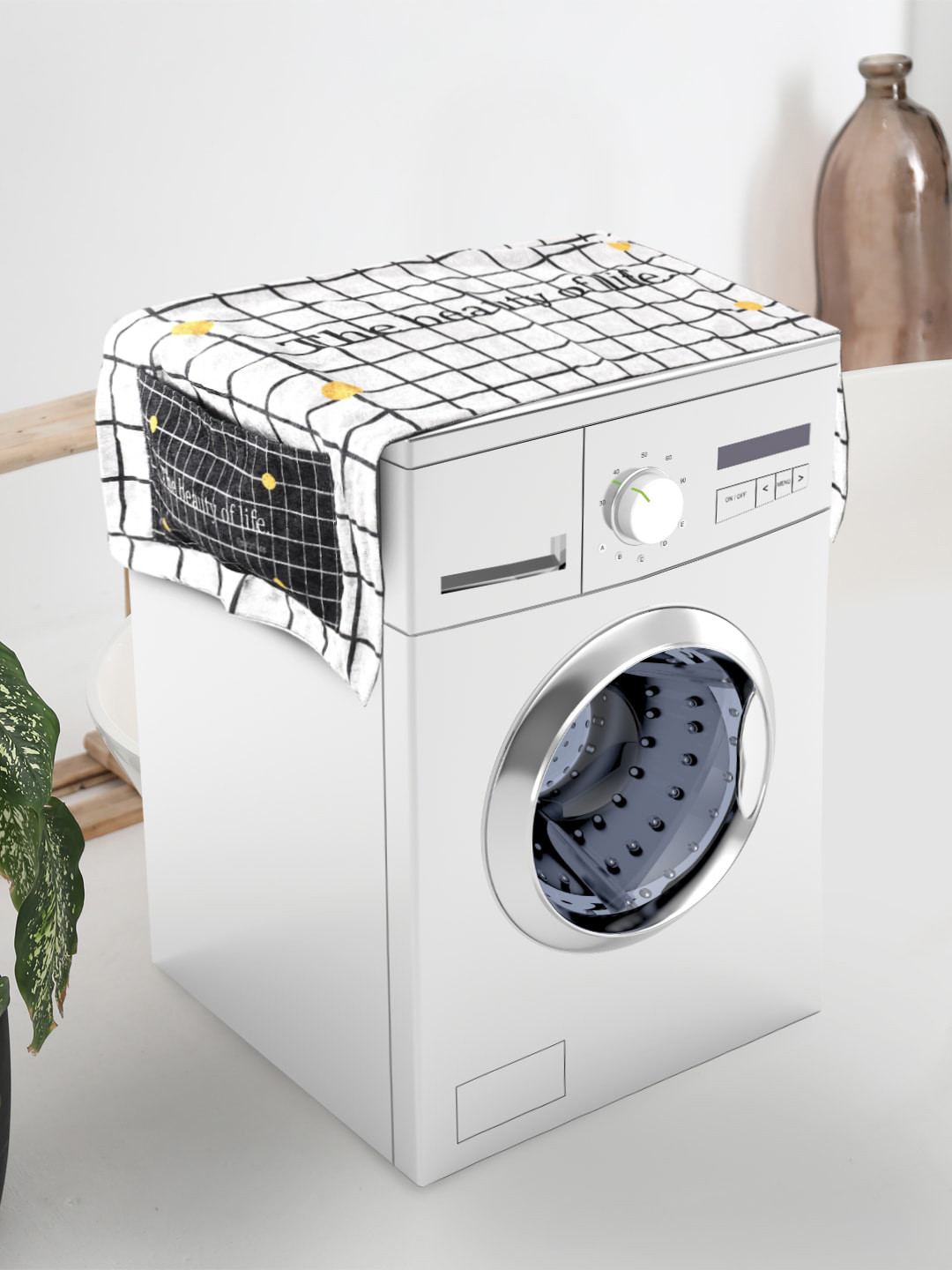 AAZEEM White & Black Printed Appliance covers