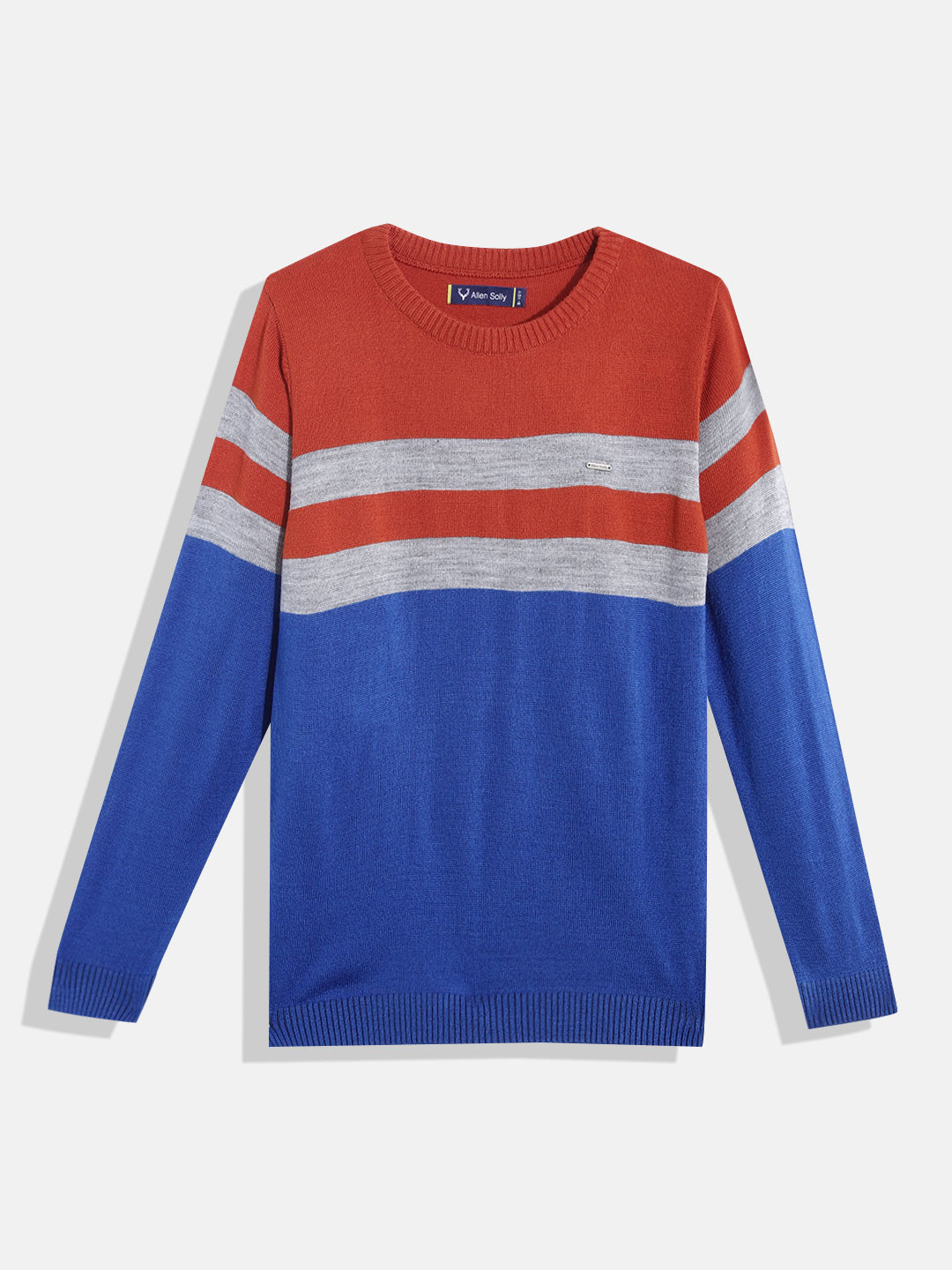 Allen Solly Junior Boys Blue & Rust Orange Colourblocked Pullover