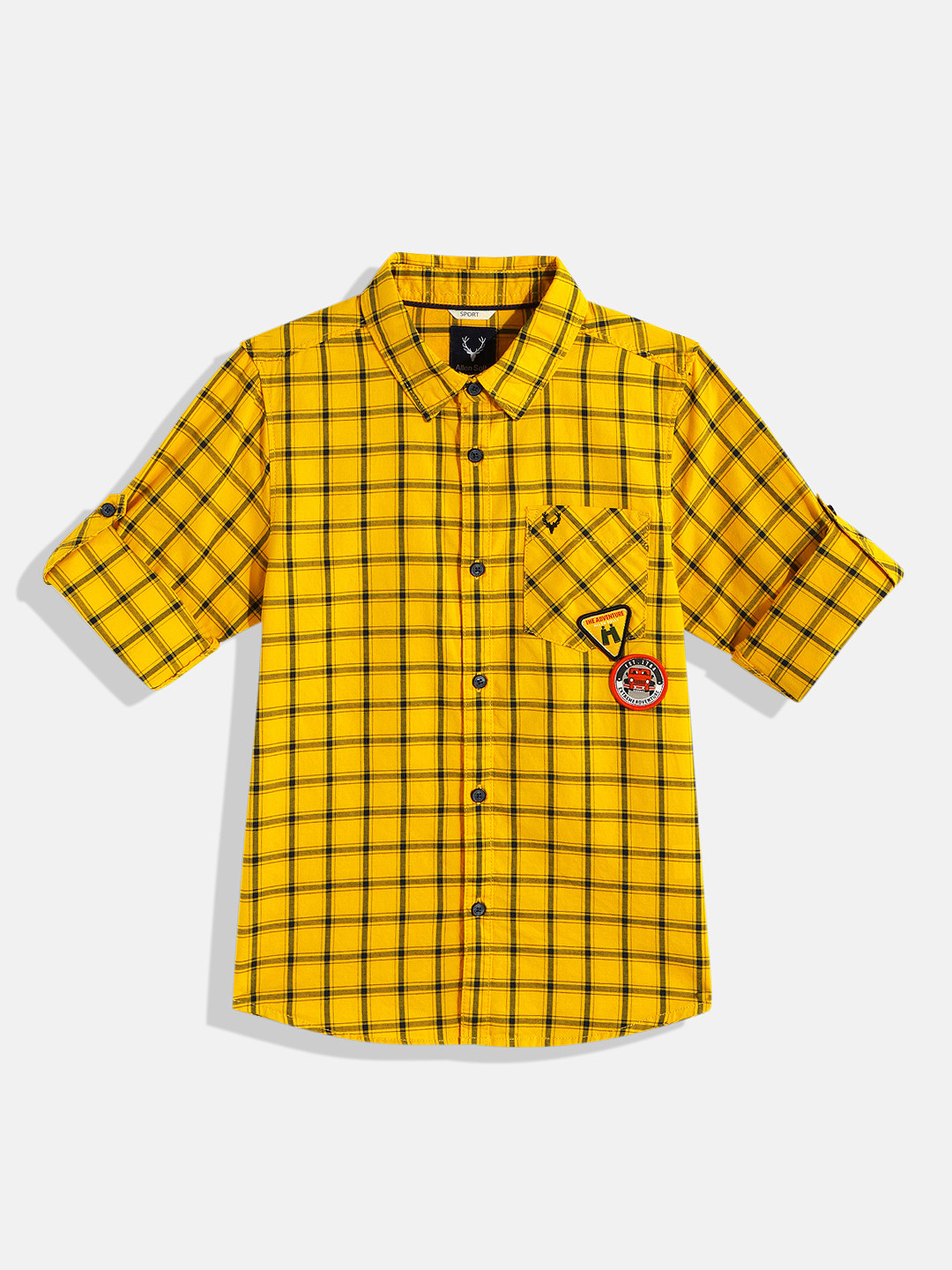 Allen Solly Junior Boys Yellow Buffalo Checked Classic Pure Cotton Casual Shirt