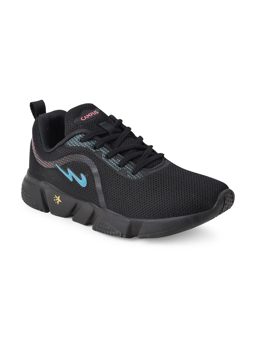 Campus Women Black Mesh Running Shoes