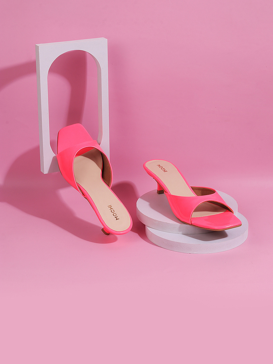 Mochi Pink Kitten Sandals with Bows