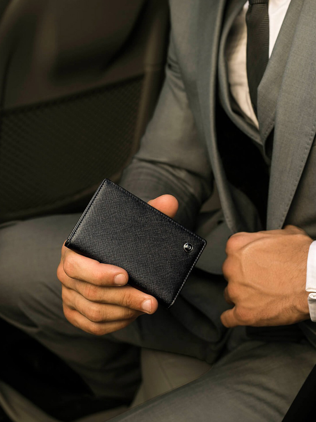 Lapis Bard Black Belgravia Leather L-Fold Wallet