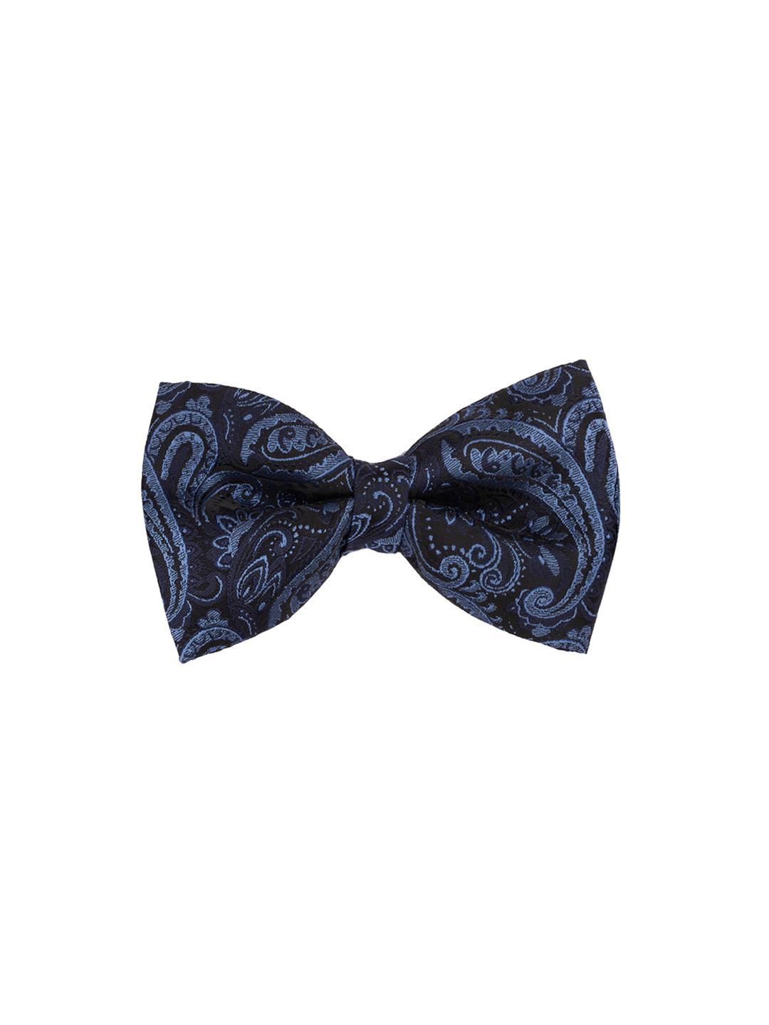 The Tie Hub Men Navy Blue & Black Woven Design Bow Tie