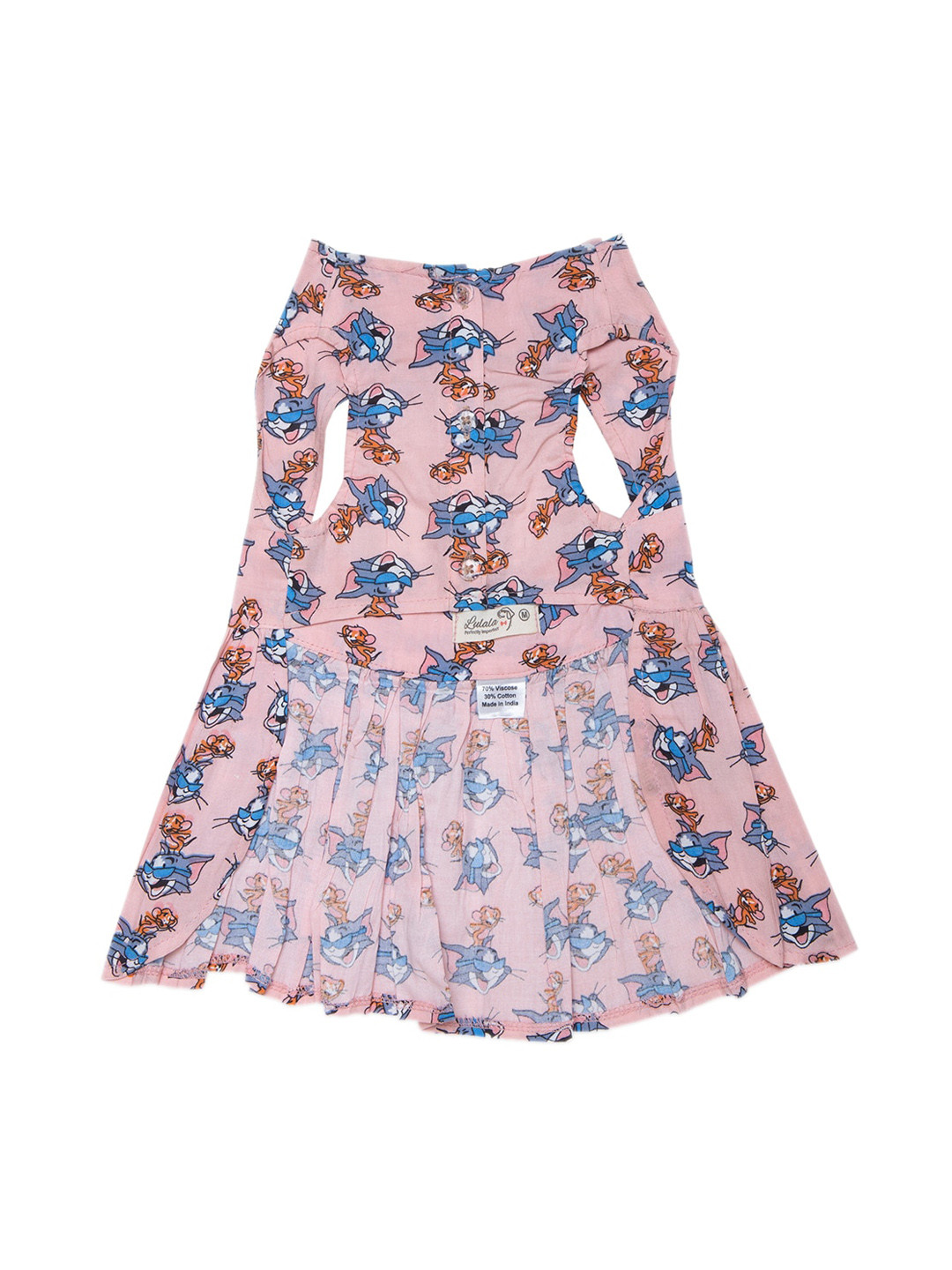 Lulala Pink & Blue Self Design Pure Cotton Dog Dresses