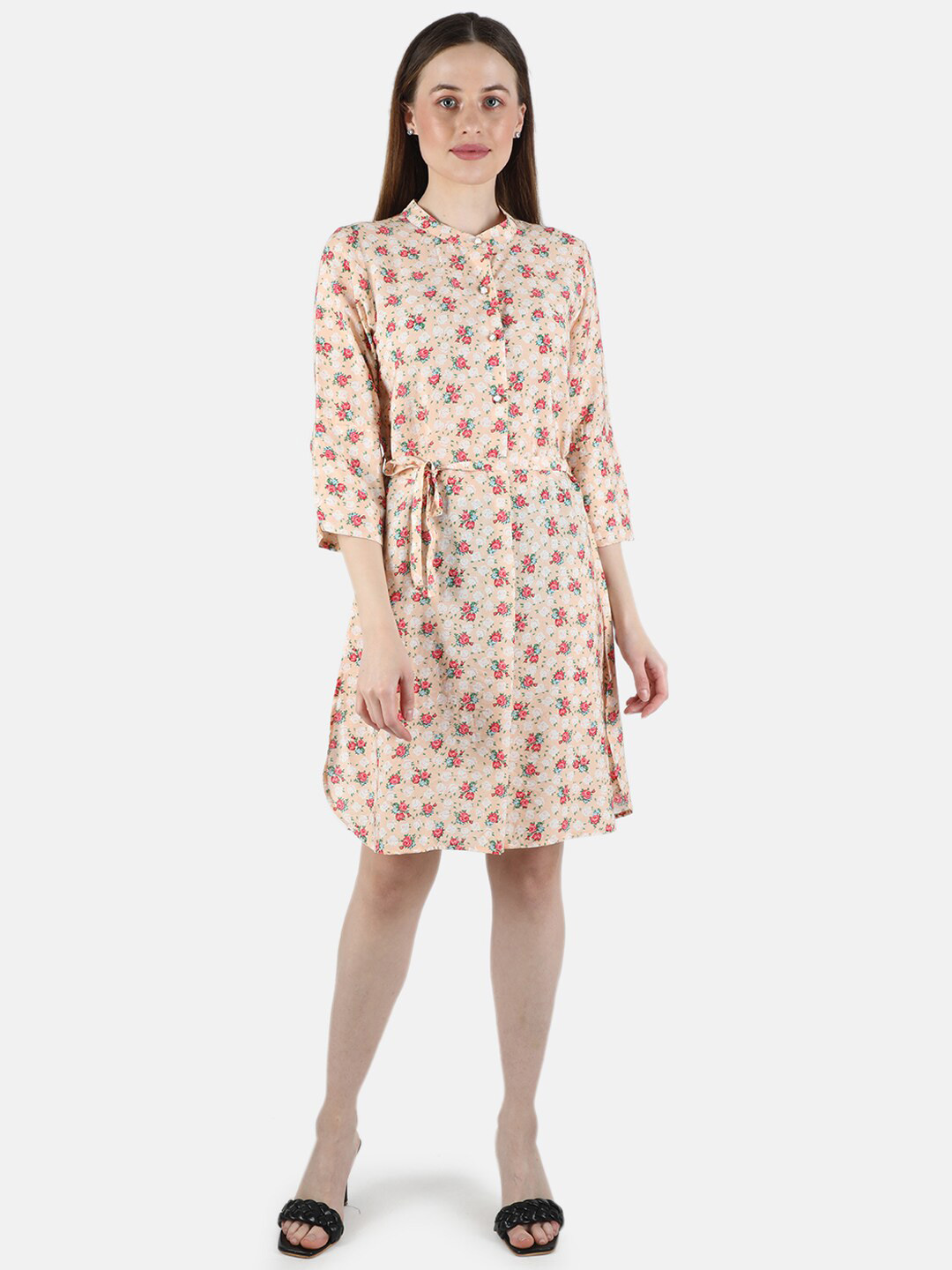 Monte Carlo Peach-Coloured Floral Dress