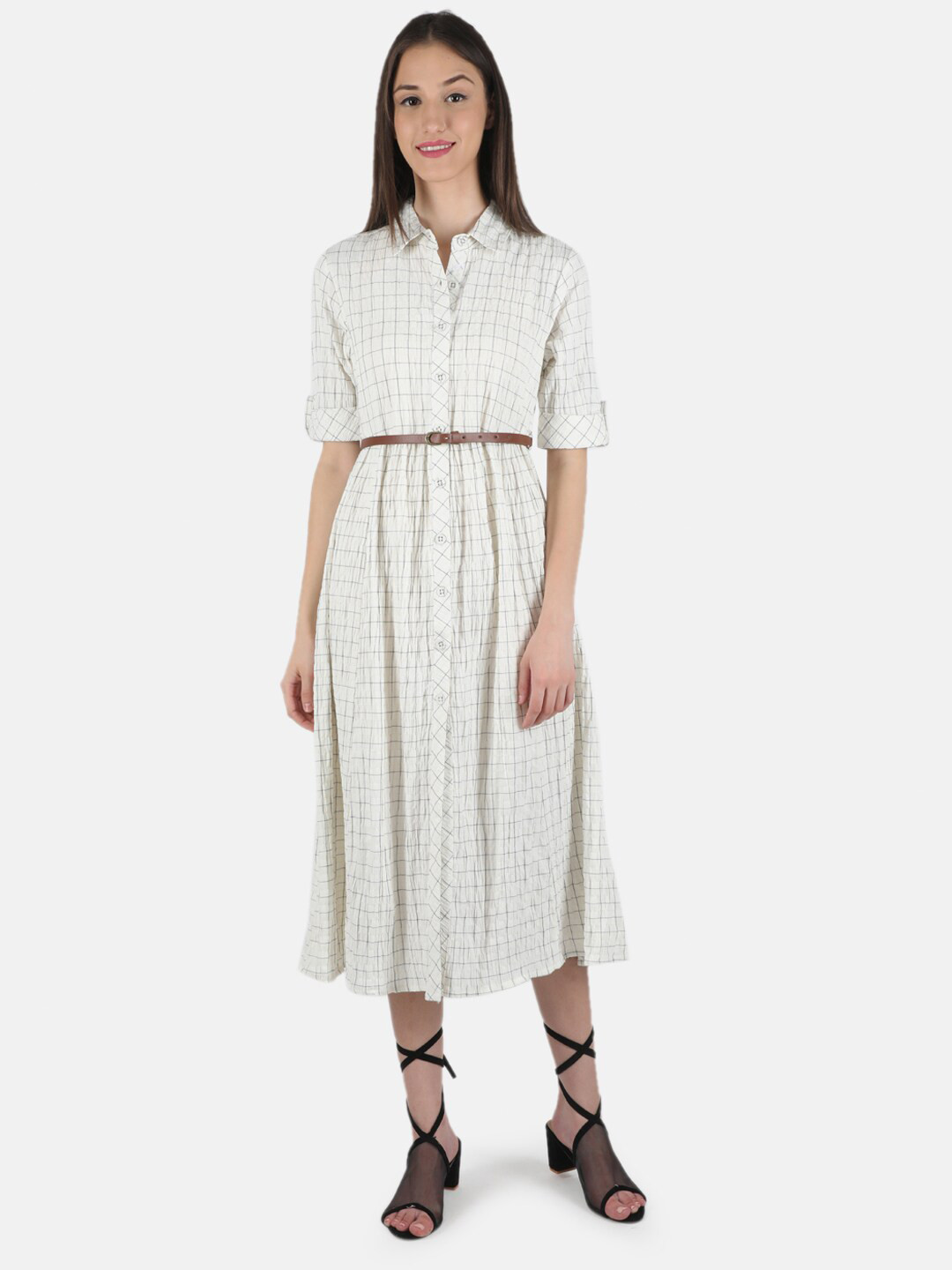 Monte Carlo Off White Shirt Midi Dress