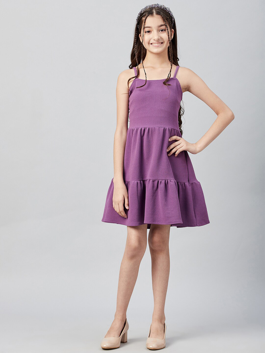 Athena Girl Purple Layered Dress