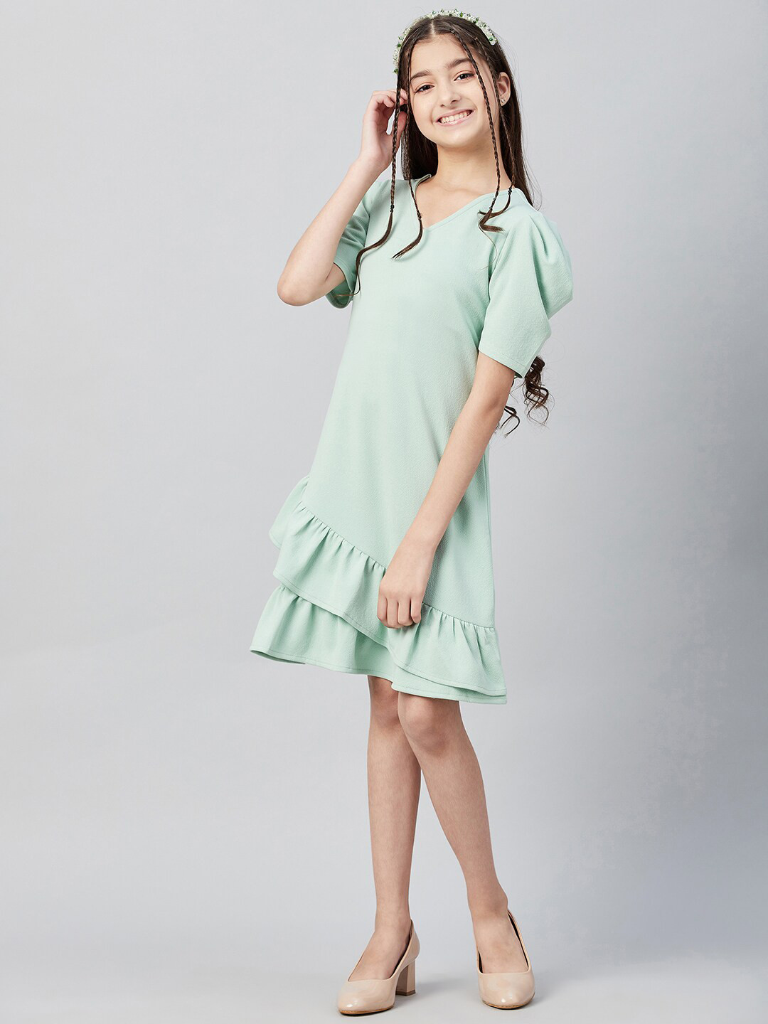 Athena Girl Green A-Line Dress