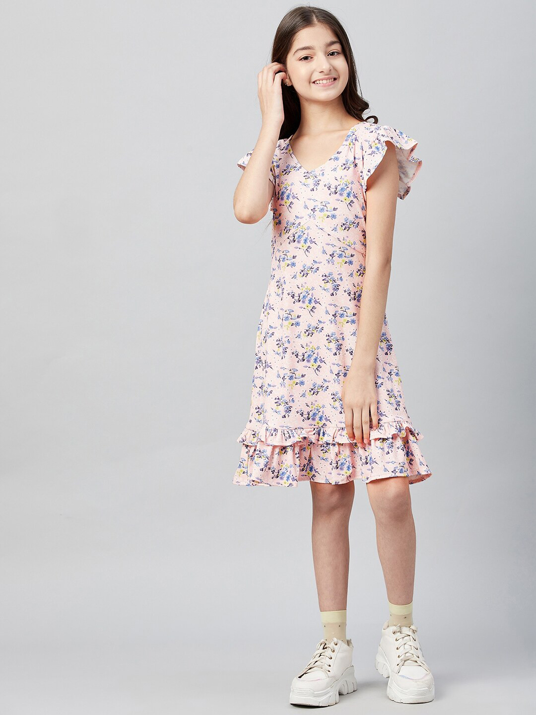 Athena Girl Pink Floral A-Line Dress