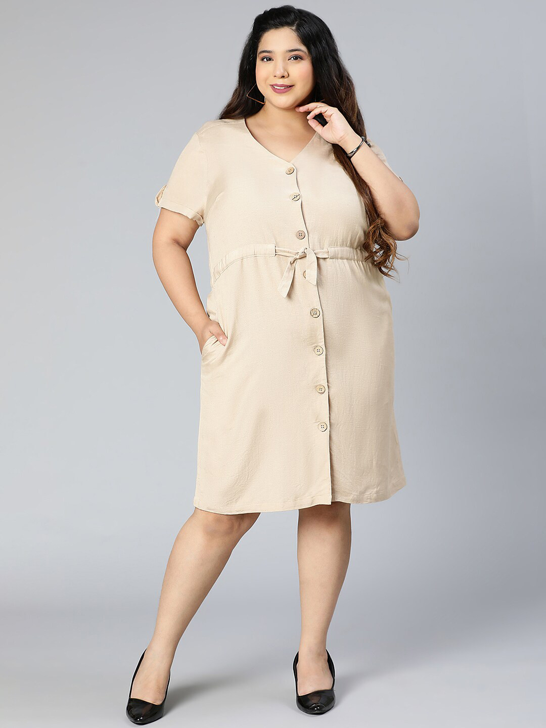 Oxolloxo Beige A-Line Dress