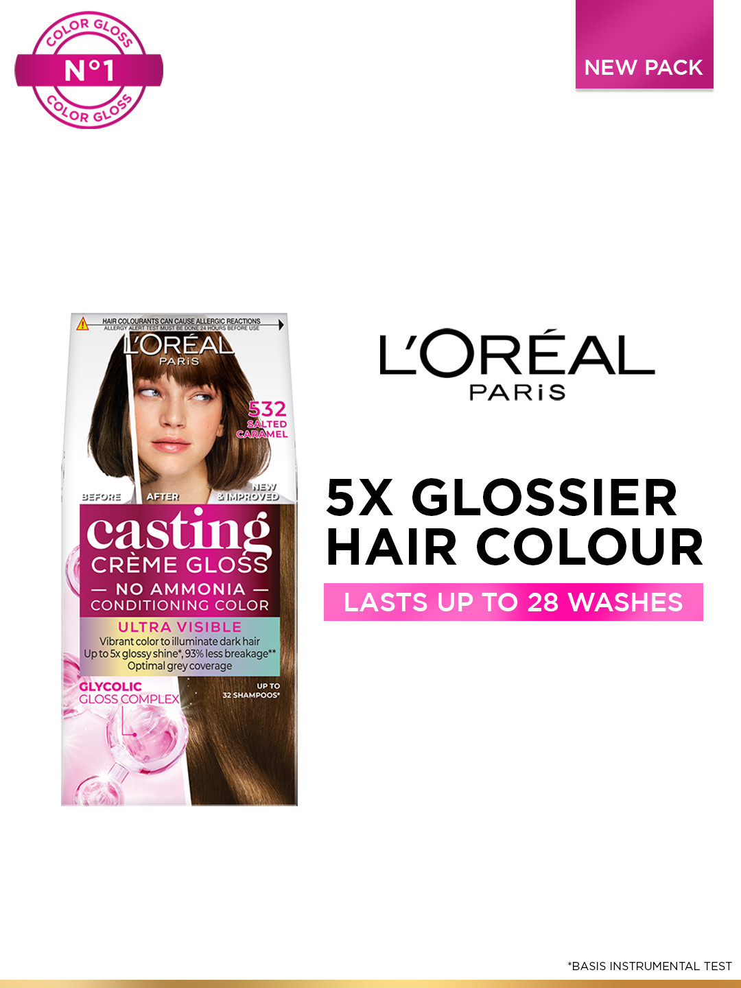 LOreal Casting Creme Gloss Hair Color with Glycolic Gloss Complex - Salted Caramel 532
