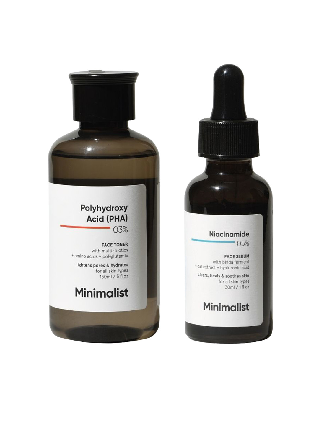Minimalist Pore Minimizing Duo - PHA Face Toner 150 ml & Niacinamide Face Serum 30 ml