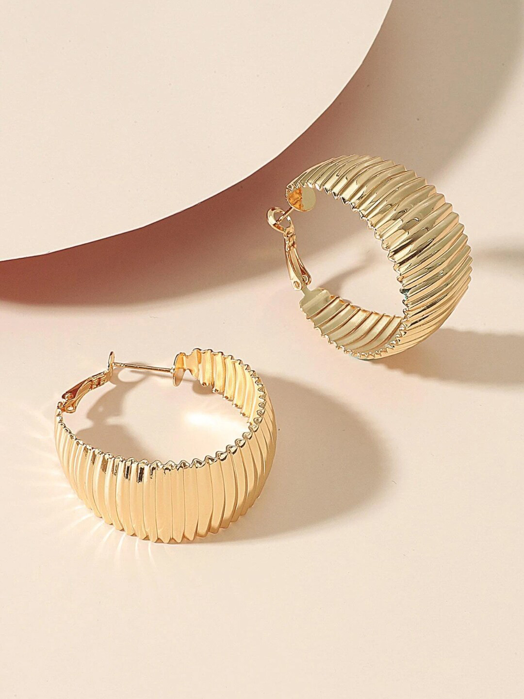 OOMPH Gold-Toned Oval Hoop Earrings