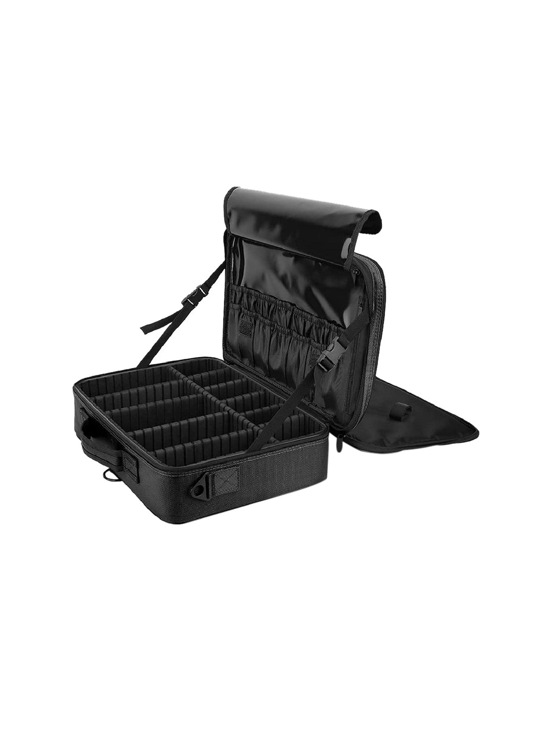 LACOPINE Solid 18 Inch 2 Layer Makeup Organizer - Black