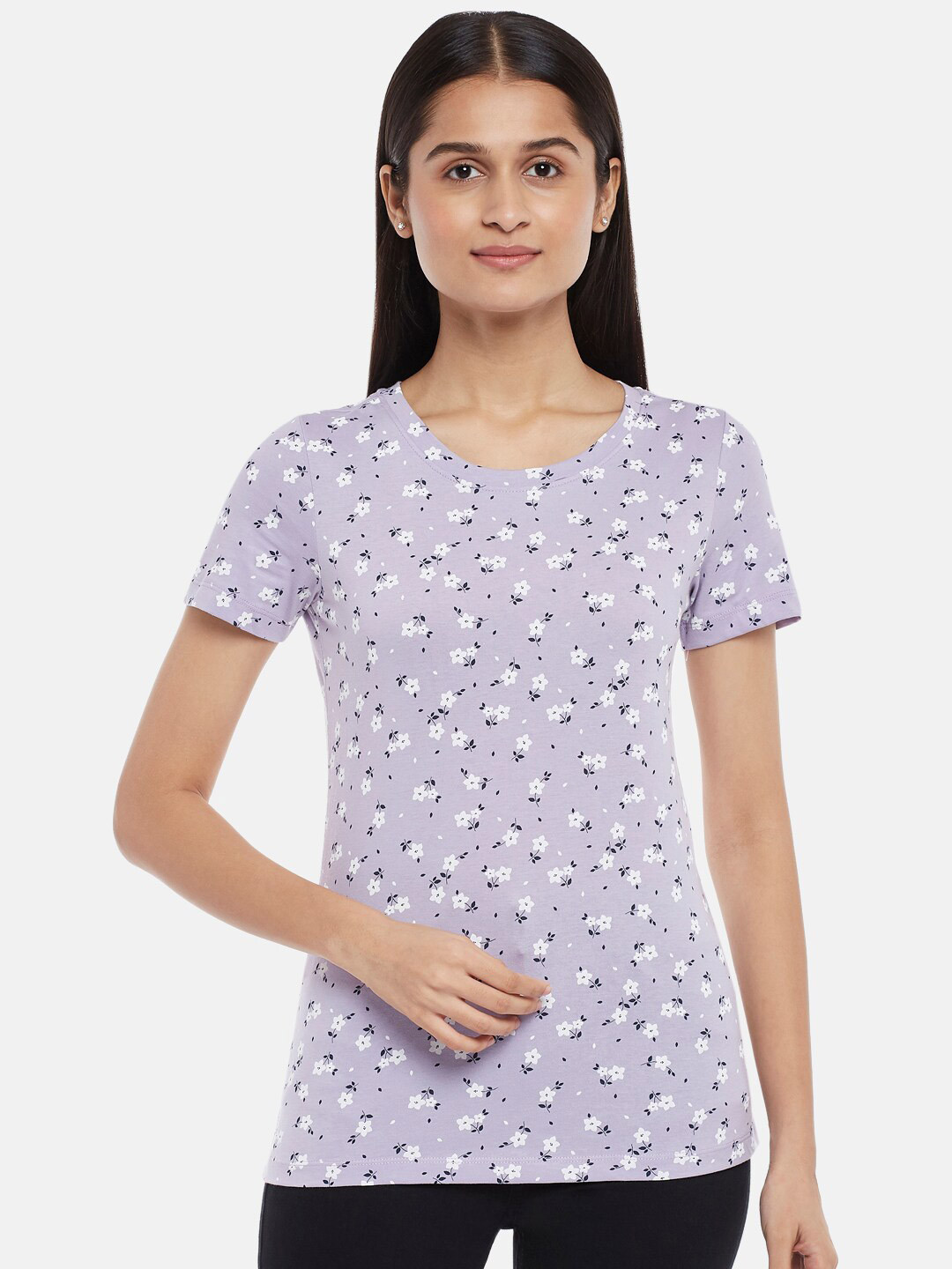 Honey by Pantaloons Women Lavender Printed T-shirt