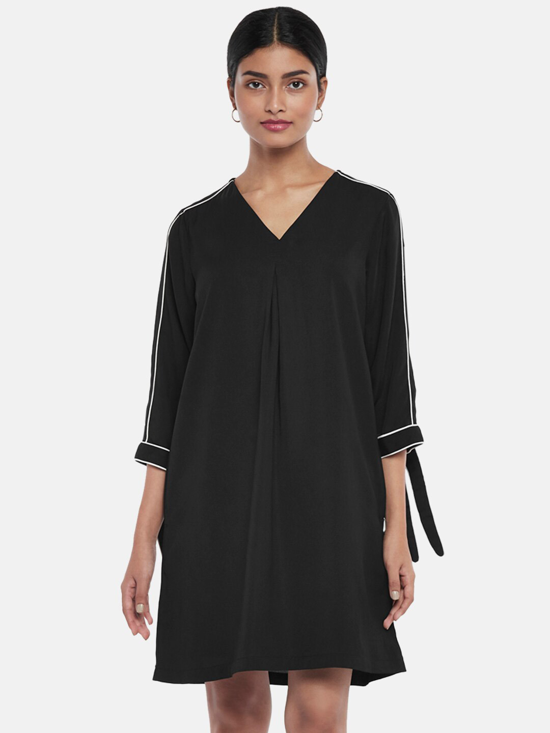 Annabelle by Pantaloons Black & dark jungle green Formal A-Line Dress