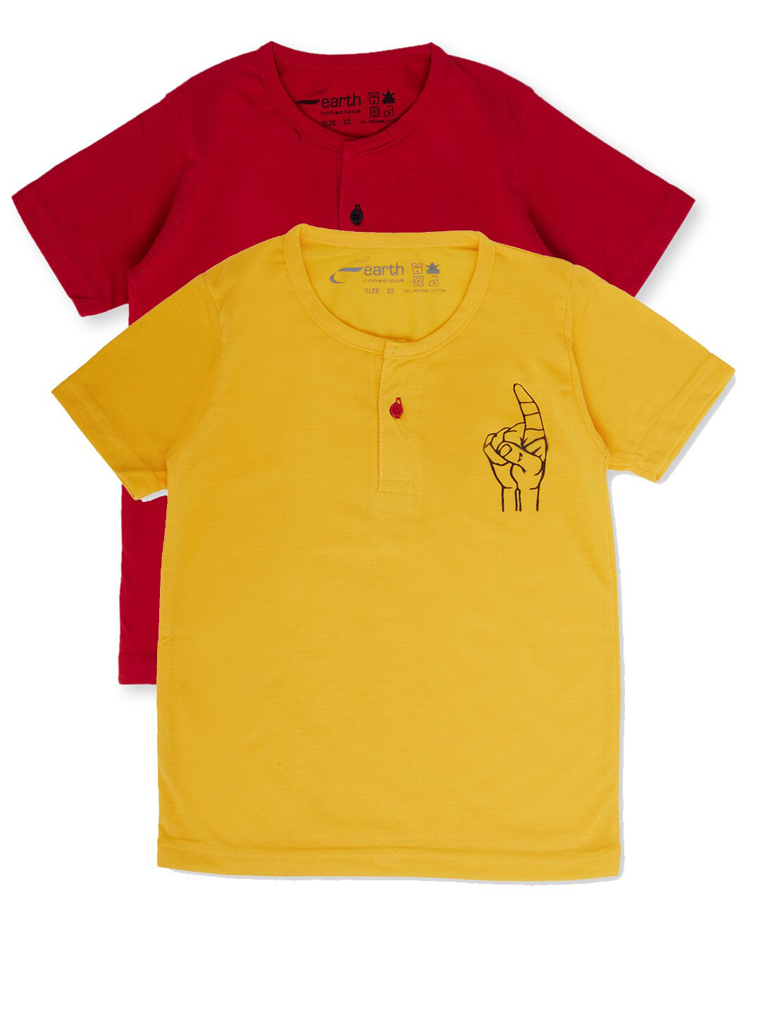 earth conscious Boys Orange & sulphur spring 2 Mandarin Collar T-shirt
