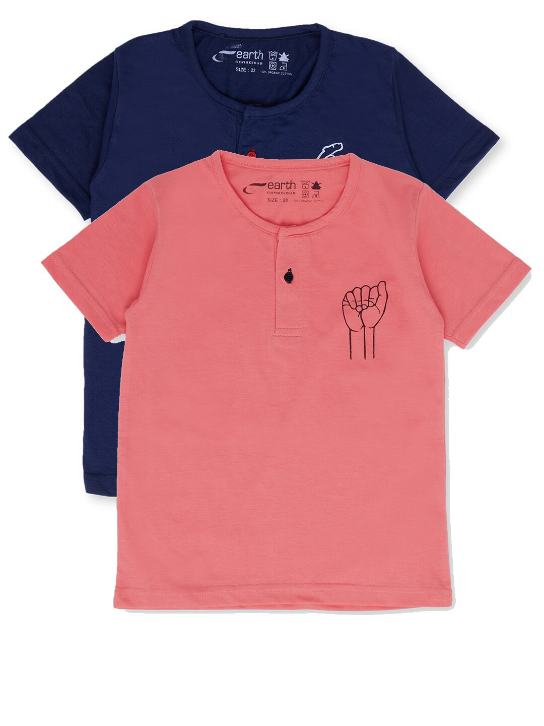 earth conscious Boys Blue & strawberry ice 2 Henley Neck T-shirt