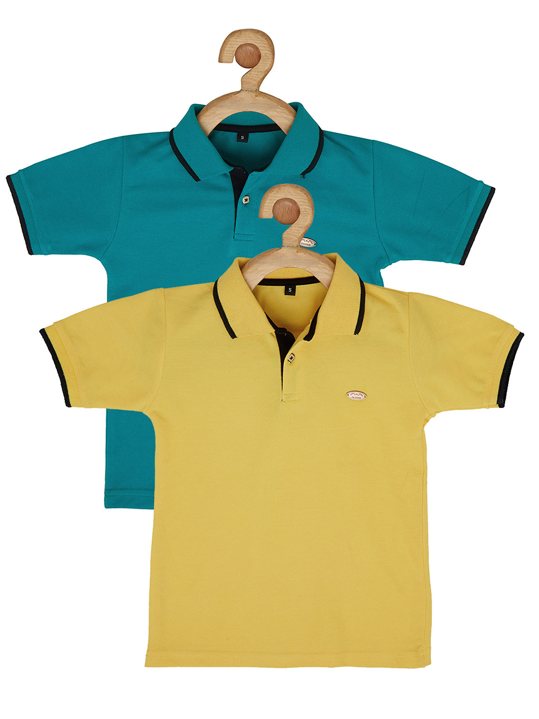 earth conscious Boys Yellow & shadow green 2 Polo Collar T-shirt