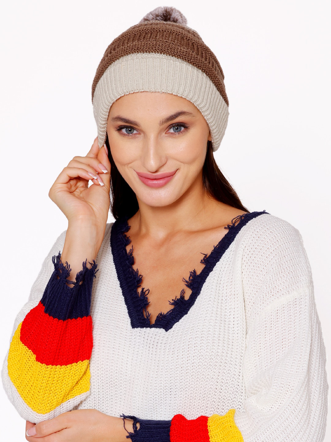 Bharatasya Women White Caps