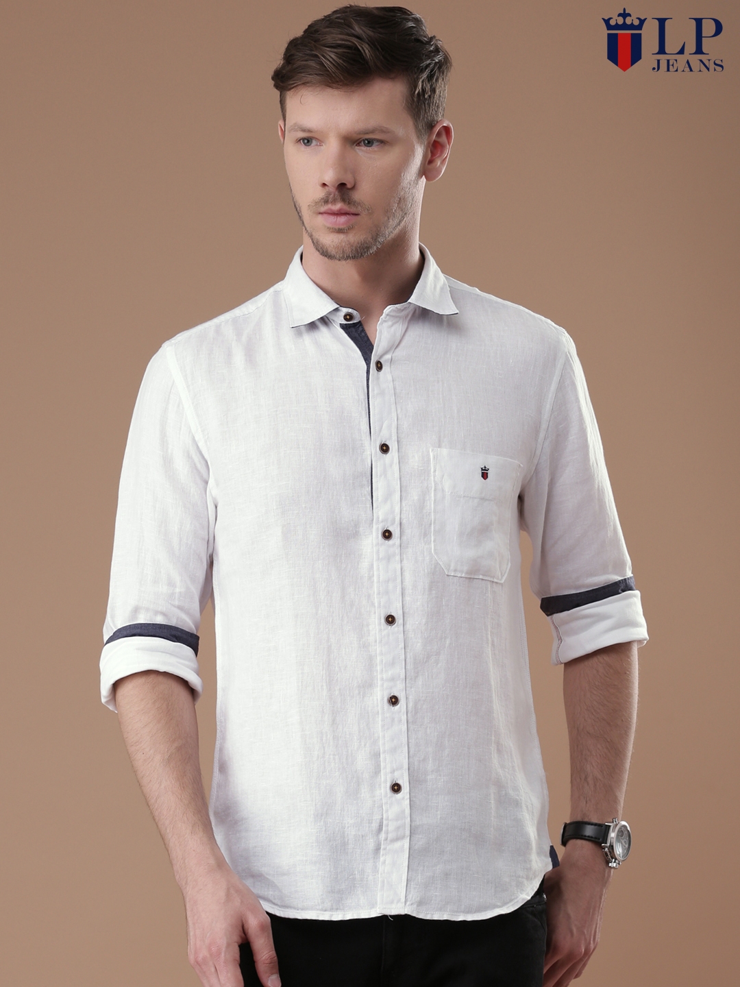 LOUIS PHILIPPE Men Solid Casual White Shirt