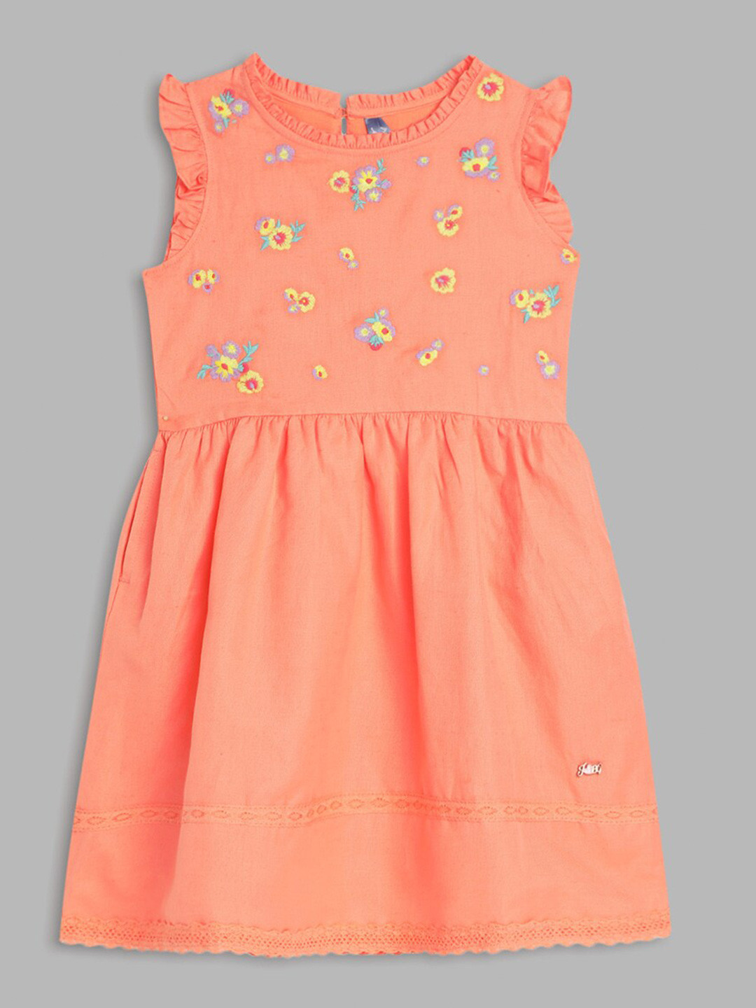 Blue Giraffe Orange Linen A-Line Dress