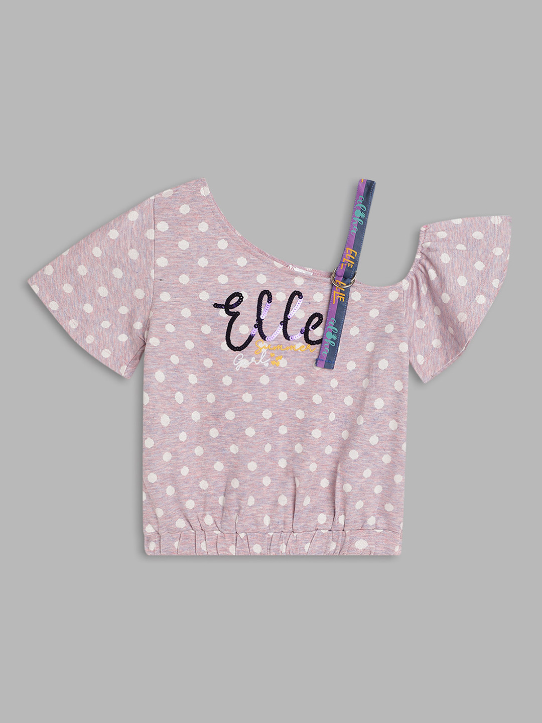 ELLE Purple Print One Shoulder Top