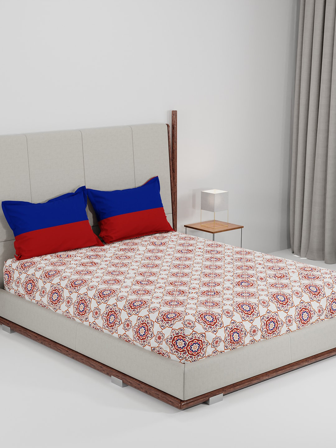 MYTRIDENT Anti-Microbial 144 TC Fitted Queen Bedsheet with 2 Pillow Covers-90 x 100 inches