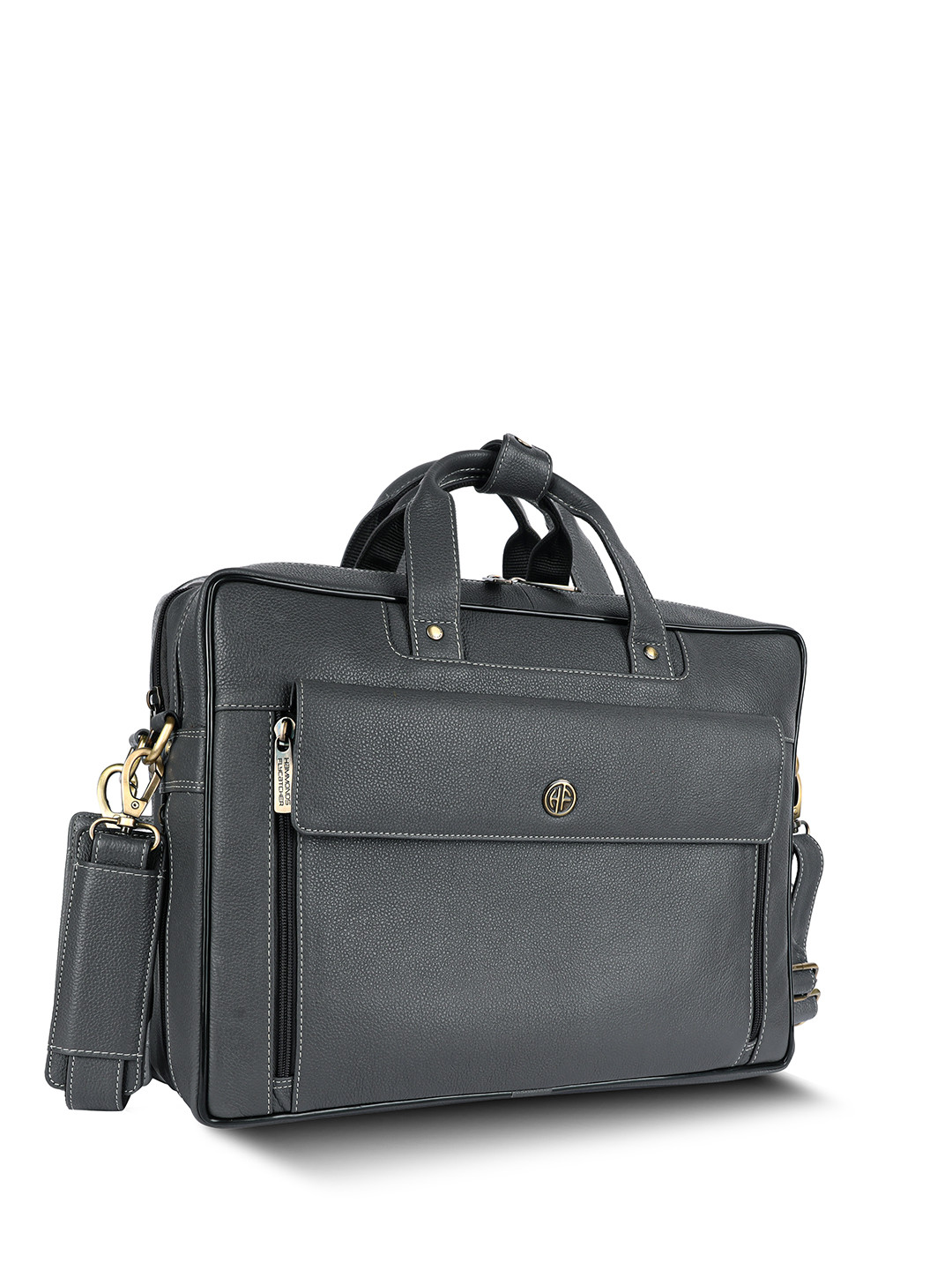 HAMMONDS FLYCATCHER Men Grey Leather Laptop Bag