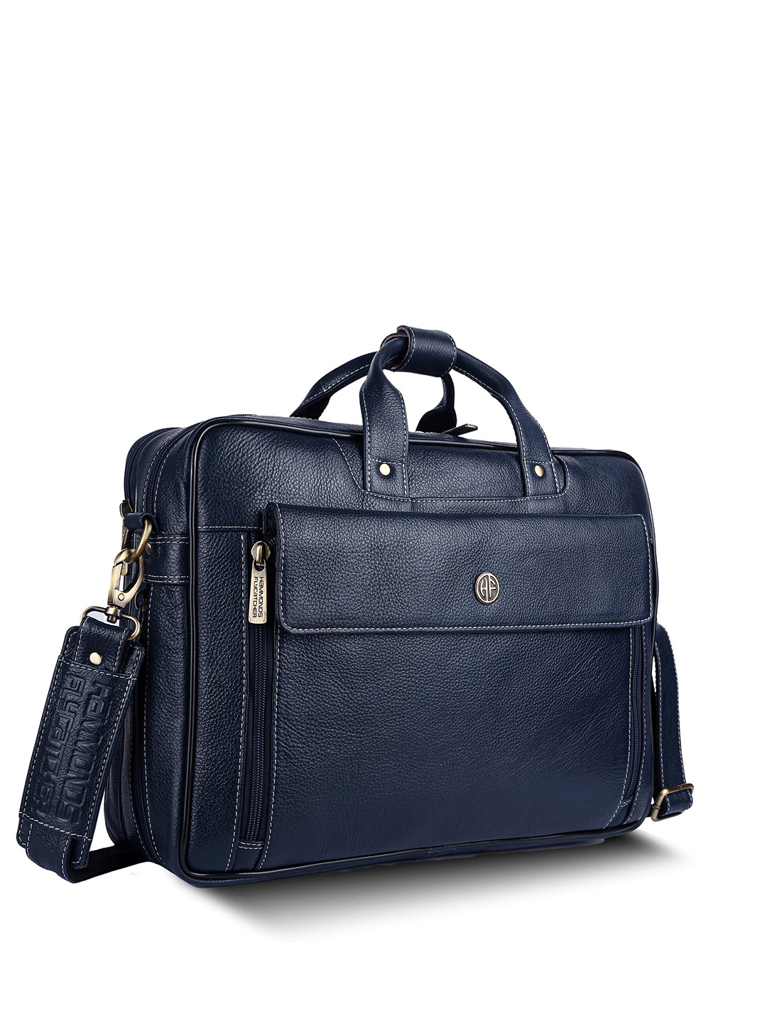 HAMMONDS FLYCATCHER Men Blue Leather Laptop Bag