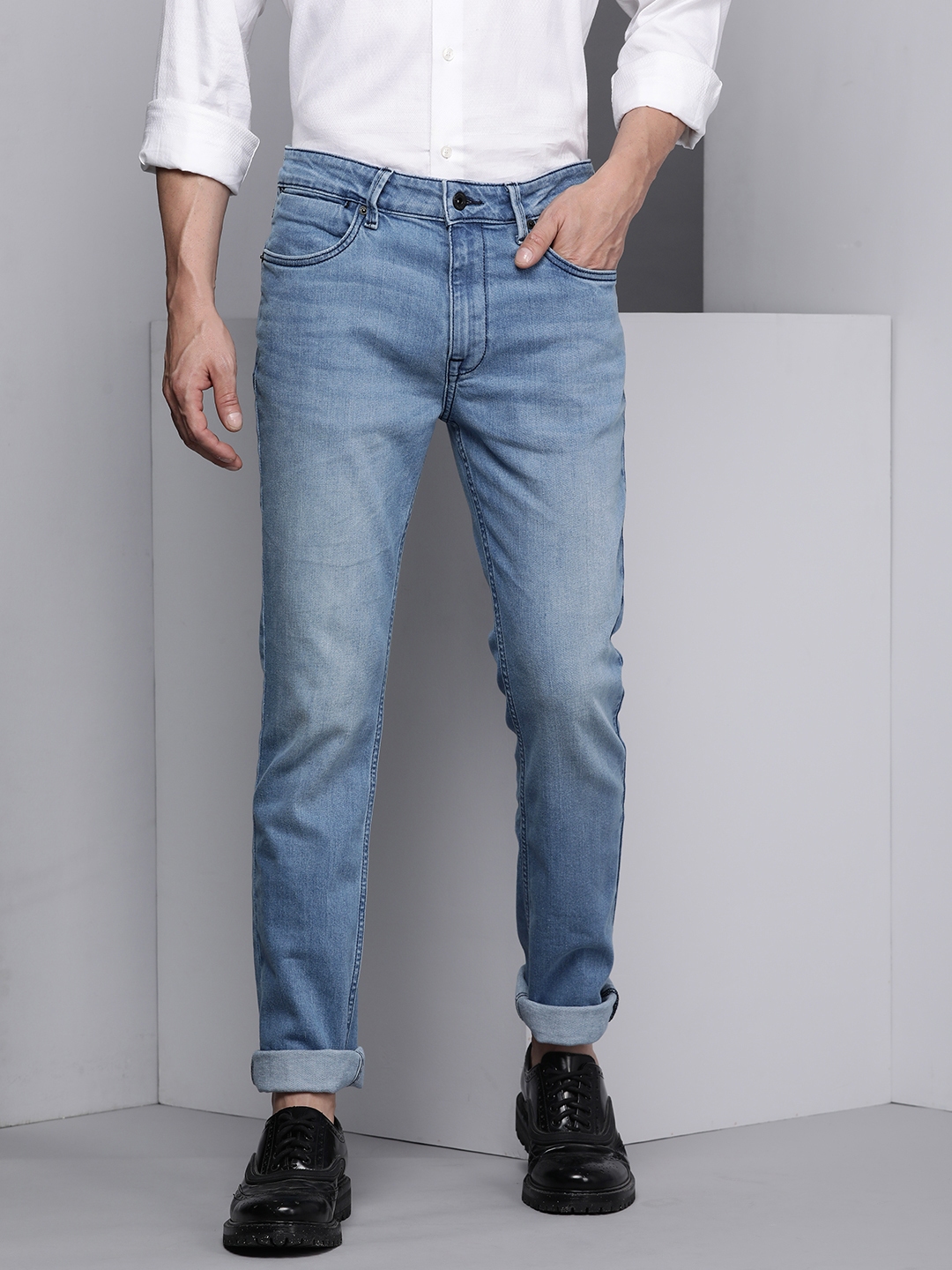 Classic Heavy Blue Indigo Wash Whisker Jeans Premium Wash