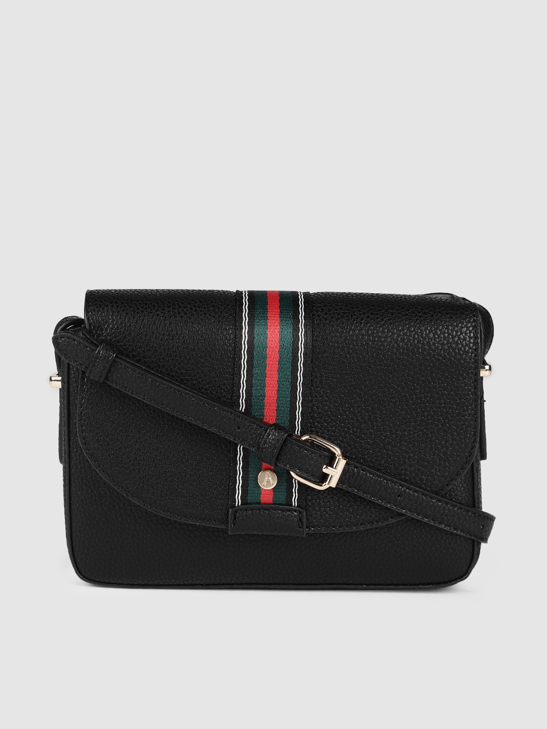 Accessorize London Women's Faux Leather Black Cambridge Sling Bag