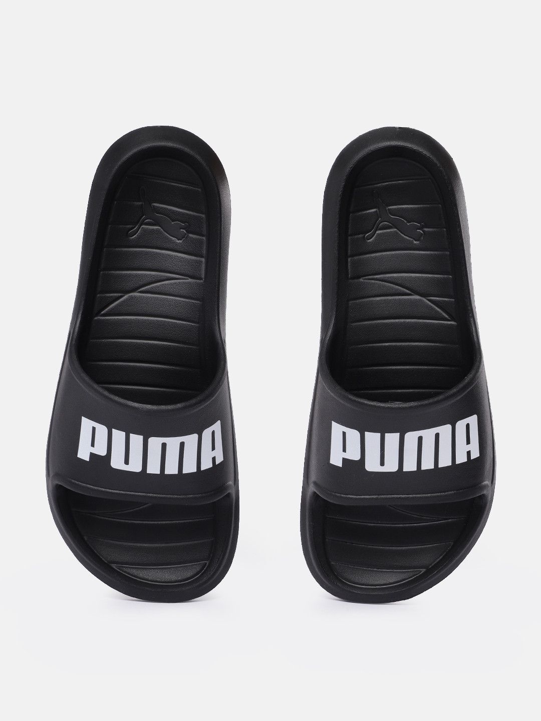 Puma Unisex Black Divecat V2 Lite Brand Logo Print Sliders