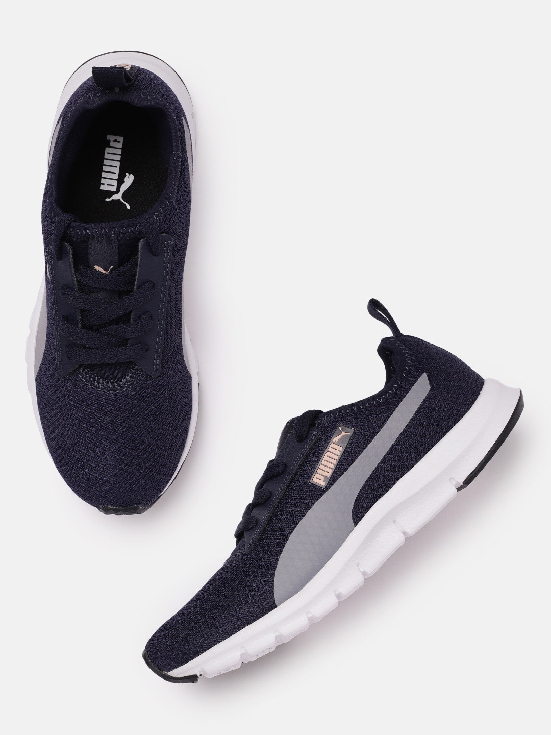 Puma Women Navy Blue Textured Regular Reflex Sneakers