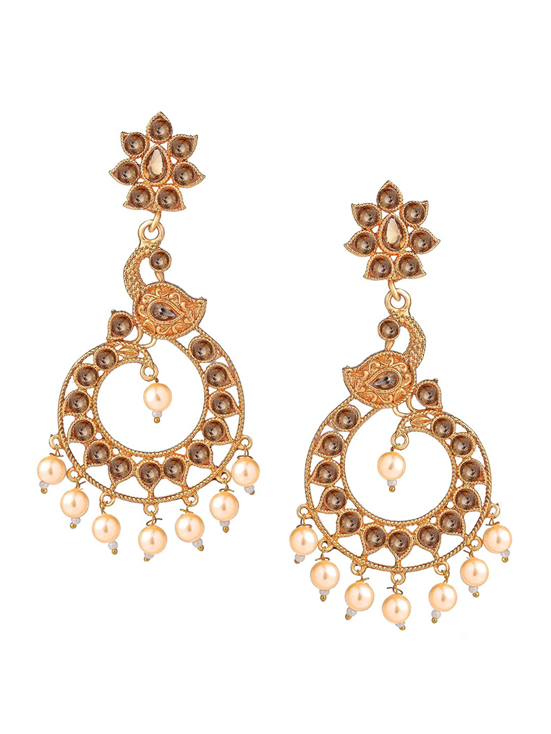 JEWR Gold-Toned Contemporary Drop Earrings