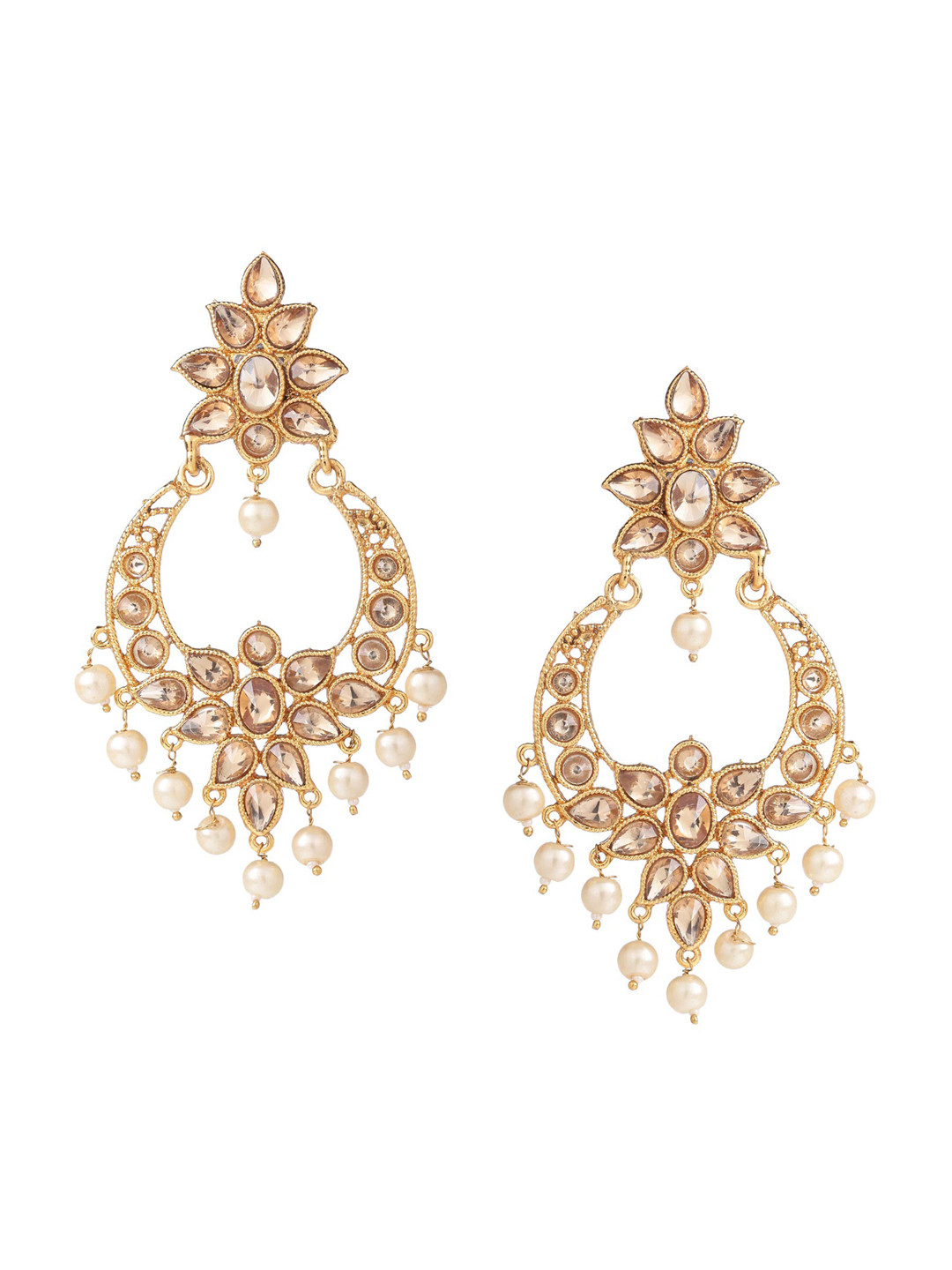 JEWR Gold-Toned Contemporary Drop Earrings