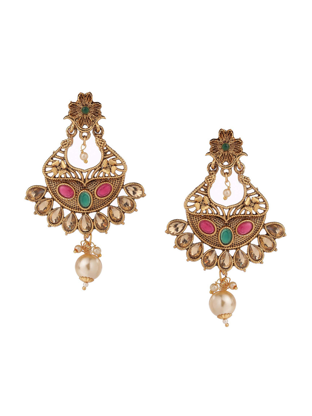 JEWR Gold-Toned Contemporary Drop Earrings