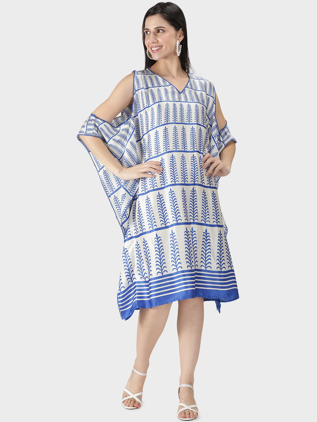 DUSK ATTIRE Blue Printed Nightdress