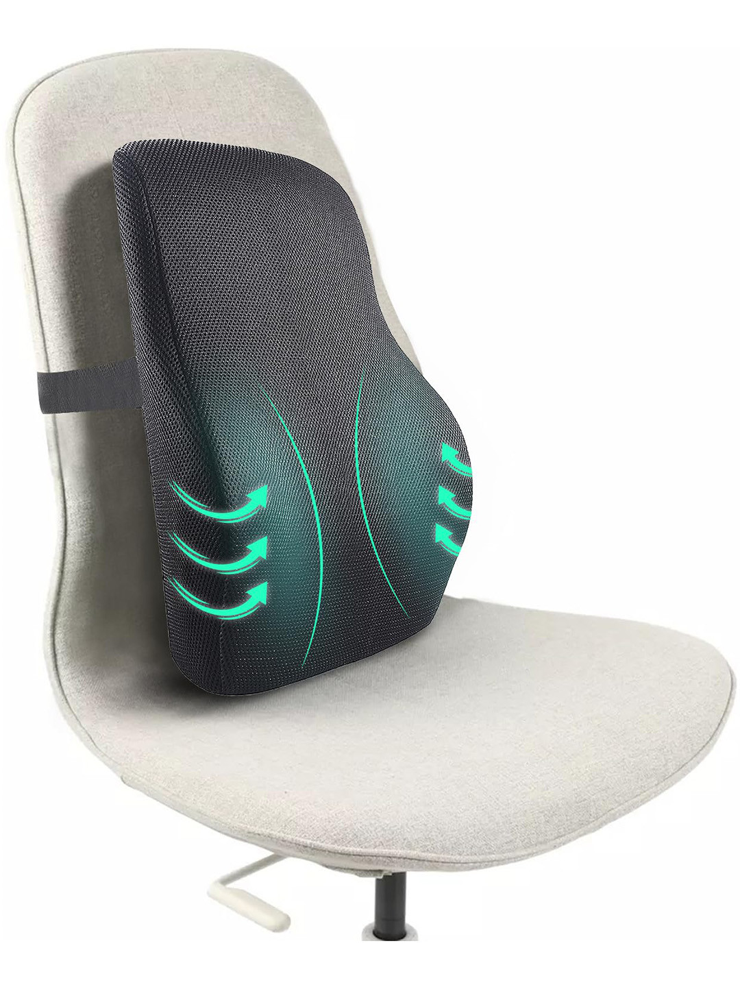 Sleepsia SS_3_LUMB_19515543 Black Solid Cotton Washable Medium Memory Foam Therapedic Pillow-45.72 x 39.37 x 10.92 cm