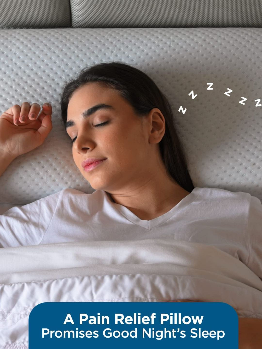 Sleepsia GelcontRegular-2Pc White Solid Cotton Medium Memory Foam Therapedic Pillow-52.9 x 31.4 x 20.6 cm