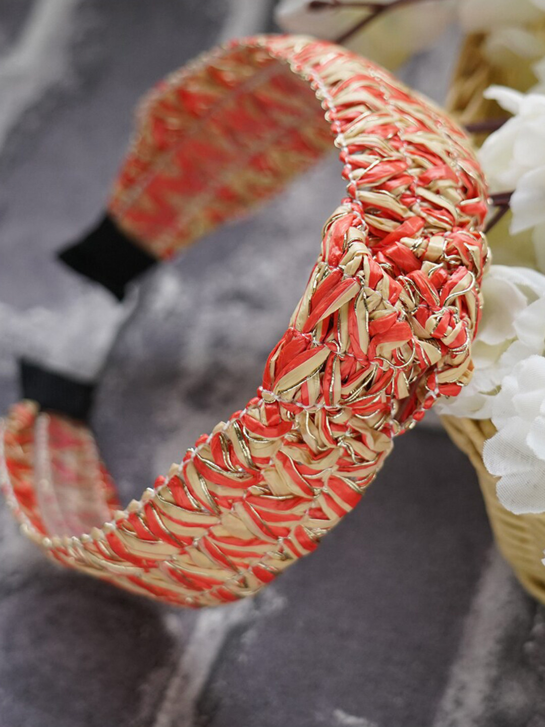 MIZORRI Women Red & Tan Hair Accessory Set of