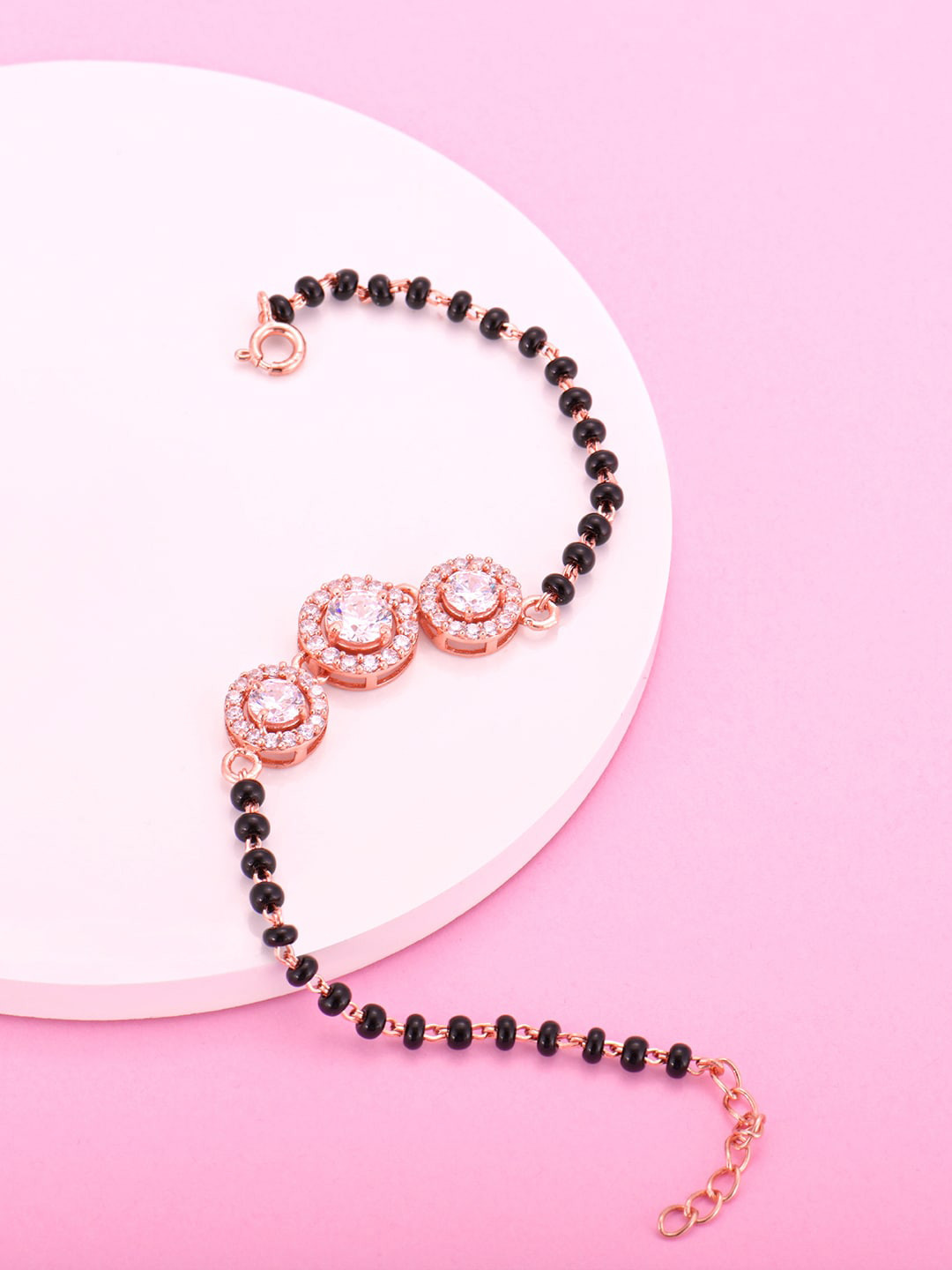 GIVA Woman 925 Sterling Silver Rose Gold Sparkles Mangalsutra Bracelet