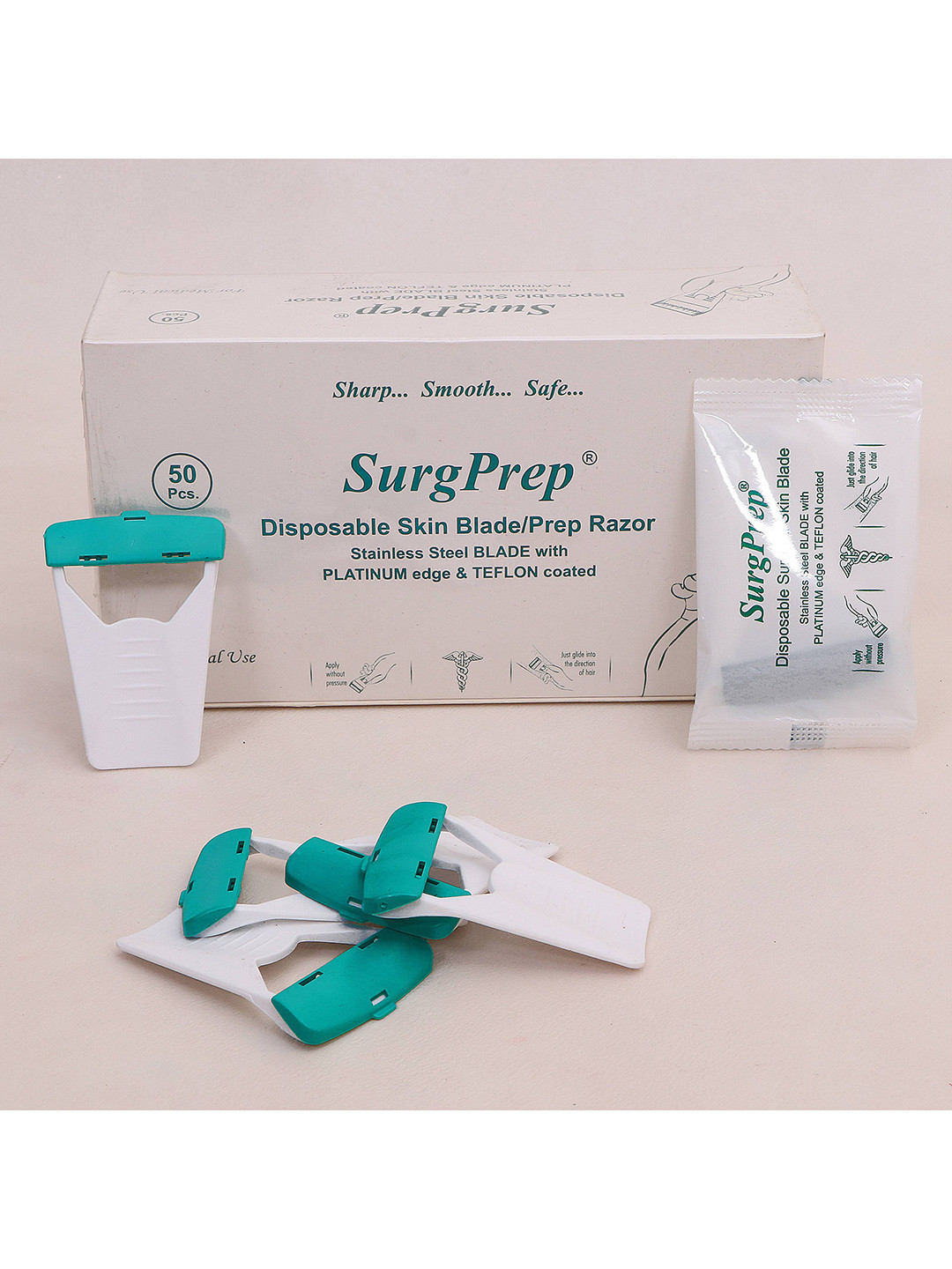 SurgPrep Green Pack of 12 Disposable Hair Removal Razors