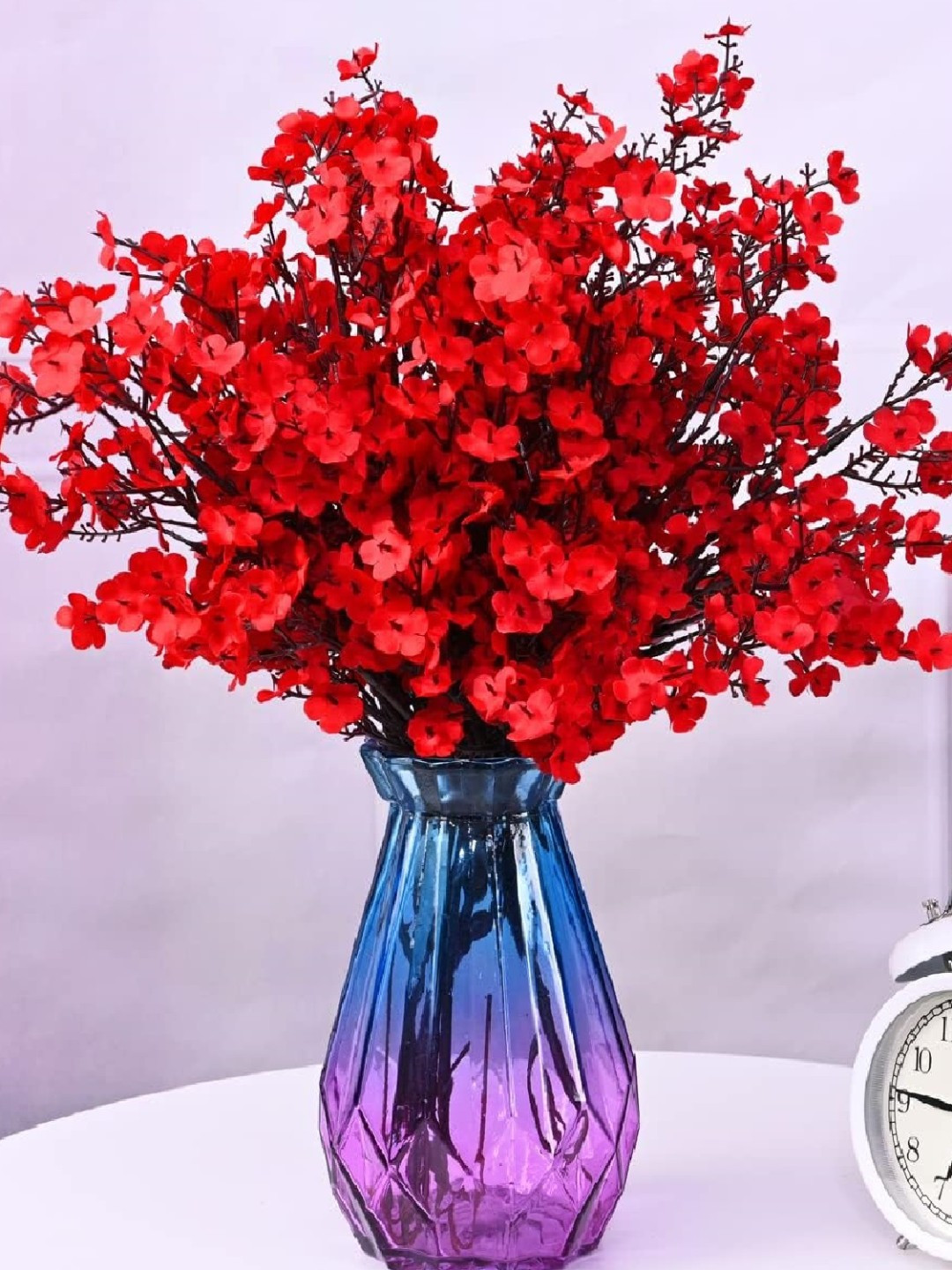 TIED RIBBONS Set of 5 Red Gypsophilia Artificial Flowers and Plants without Pot